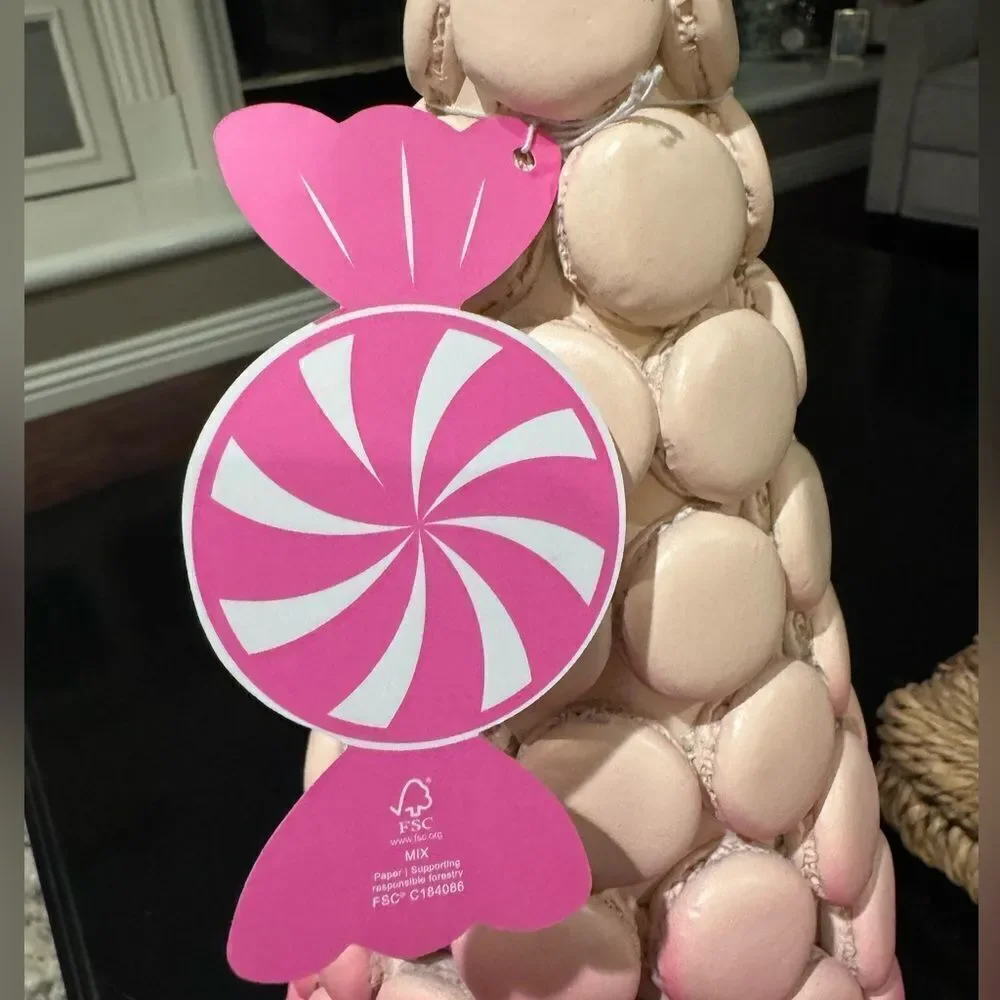 Peppermint Square Pink Ombre Macaroon Christmas Tree with Gold Topper NWT